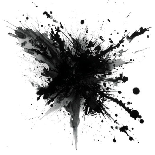 a black ink sp on a white background