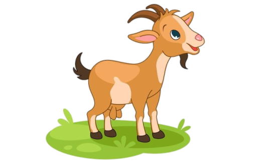 a cartoon goat standing in the grass
