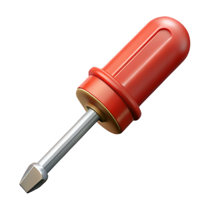 a red screw with a metal tip