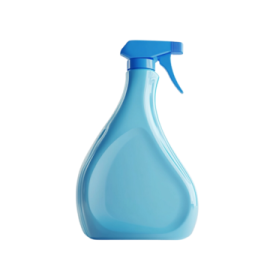 a blue spray bottle on a white background