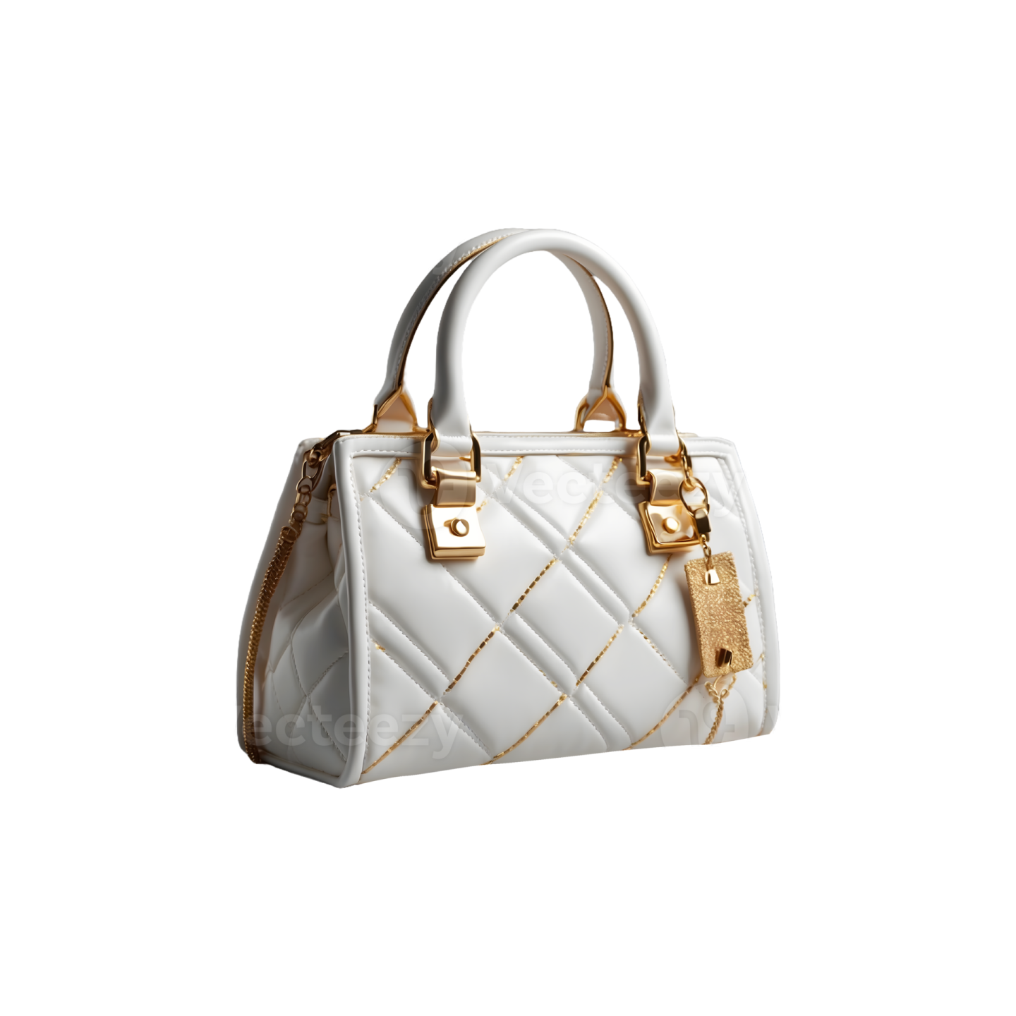 a white and gold handbag