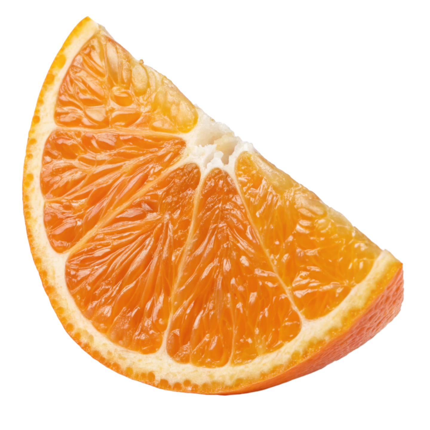 an orange cut in half on a white background