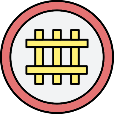 a red and white circle with a yellow line in the middle