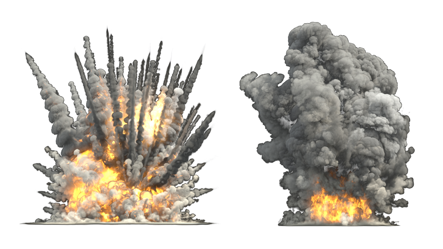 a large explosion of black and white smoke