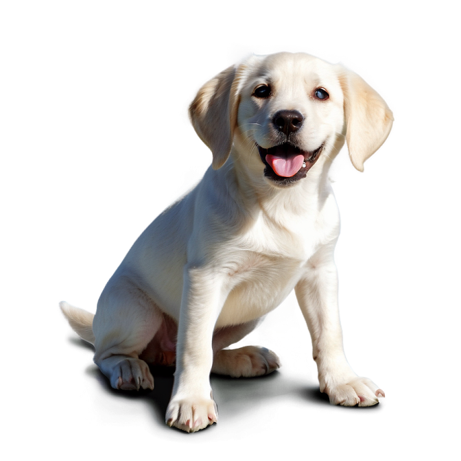 a white dog sitting on the floor with its tongue out