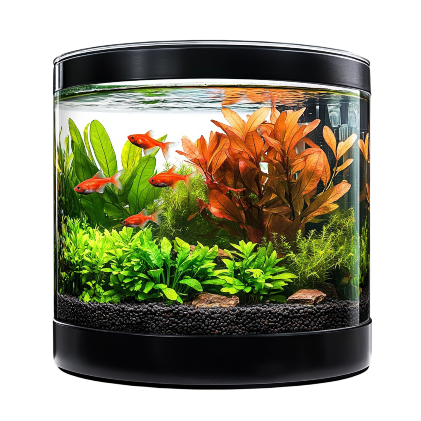 a fish tank filled with plants and water