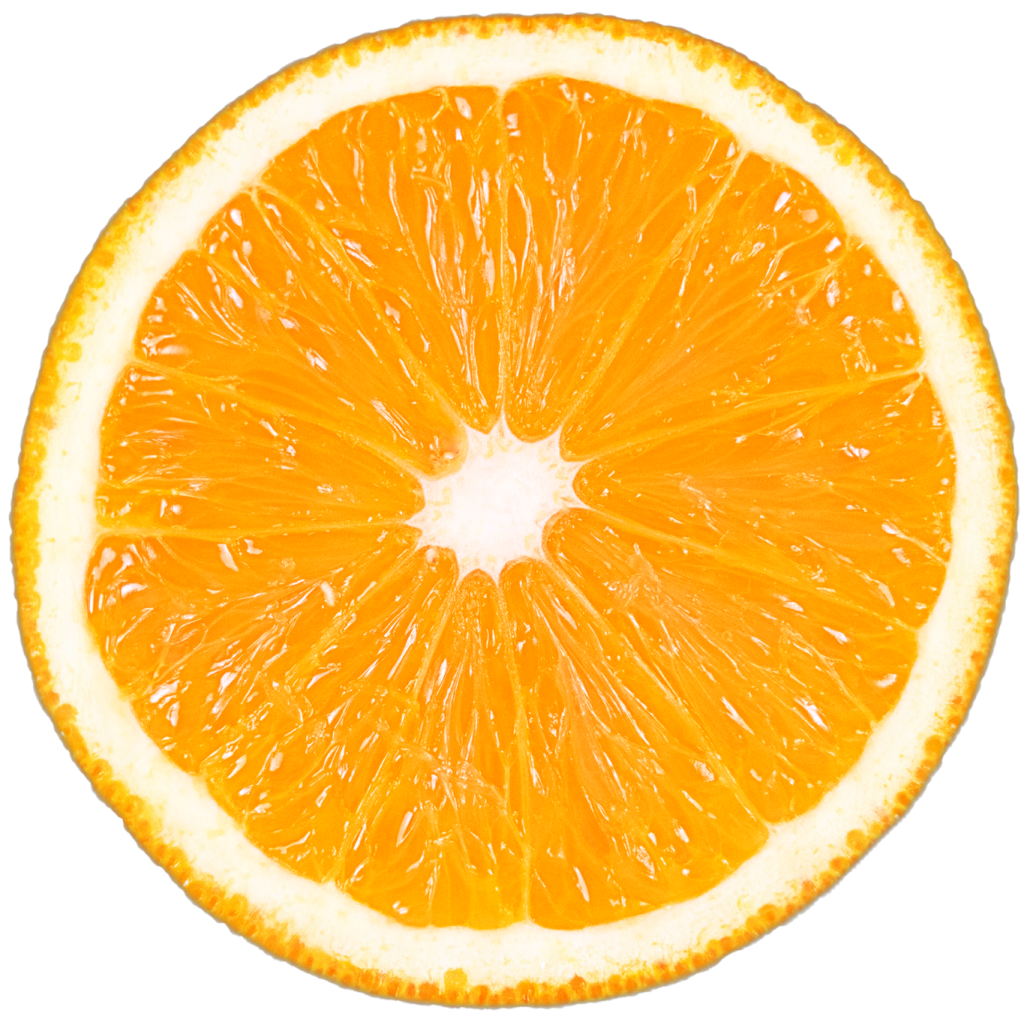a slice of orange on a white background