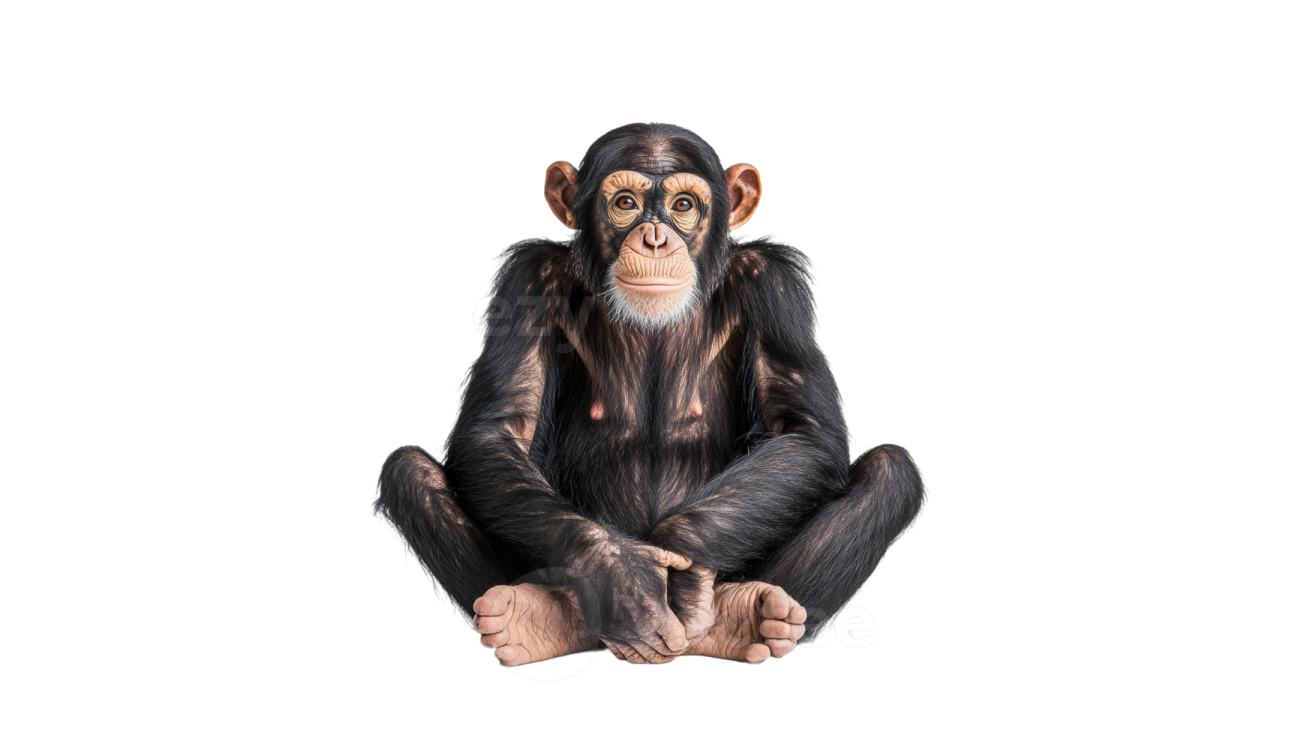 a monkey sitting on the floor and looking up