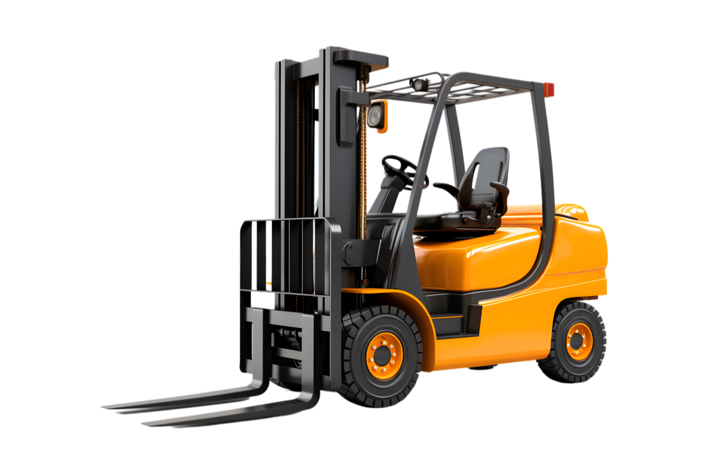 a forklift fork truck on a white background