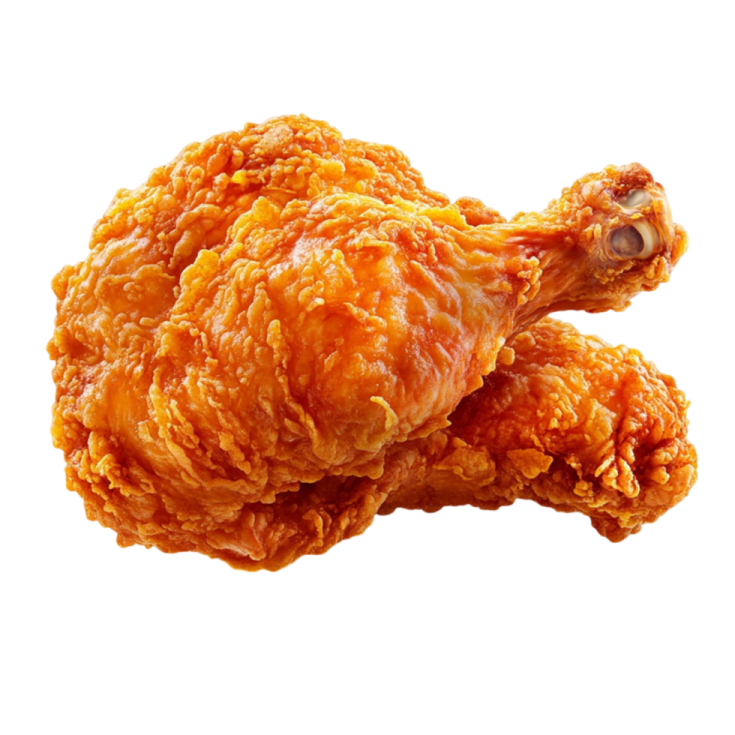 a fried chicken on a white background