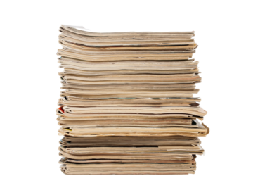 a stack of old newspapers