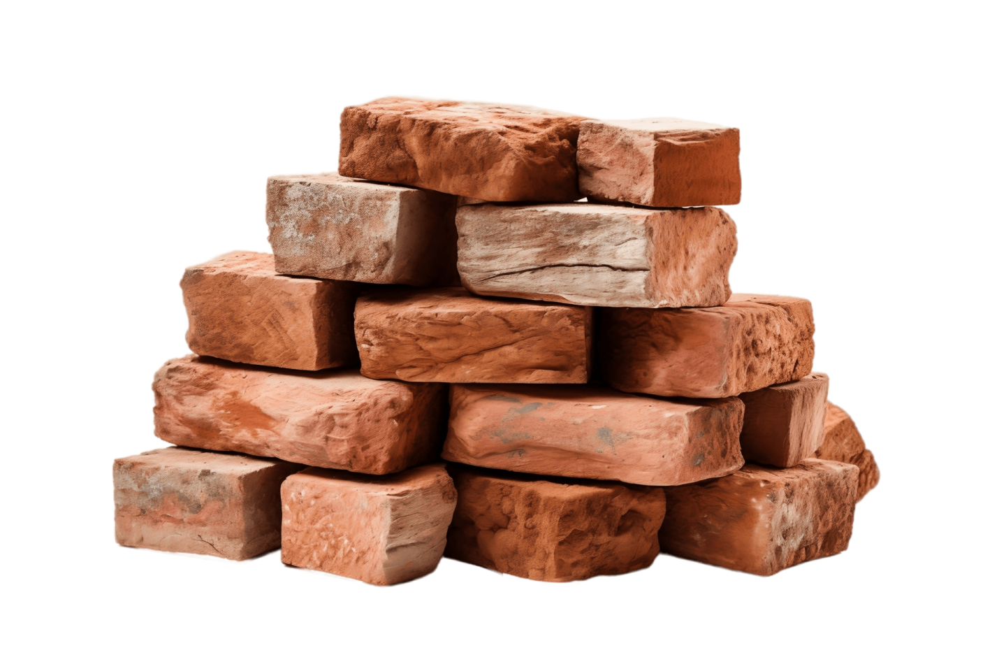 a pile of bricks on a white background