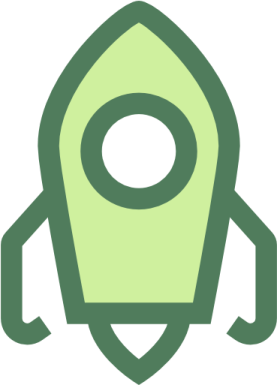 a green rocket on a white background