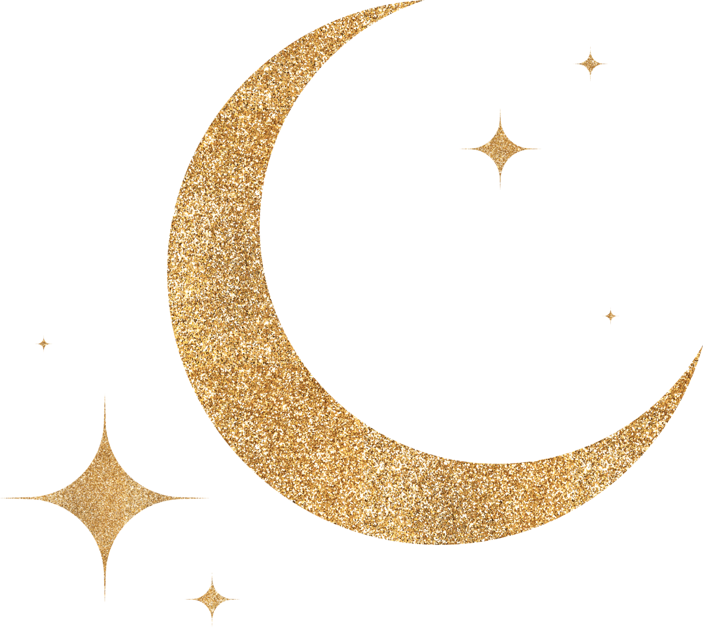 a gold crescent with stars on it
