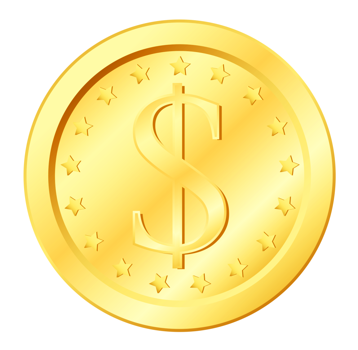 a gold dollar coin with stars on it