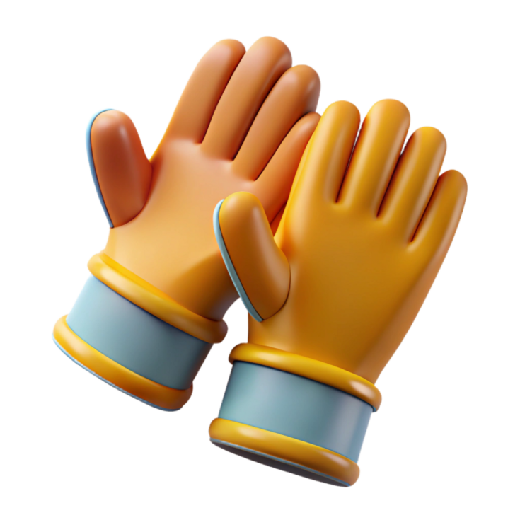 a pair of yellow gloves on a white background