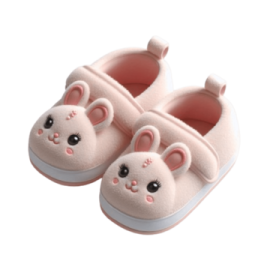 a pair of pink slippers with ears on them