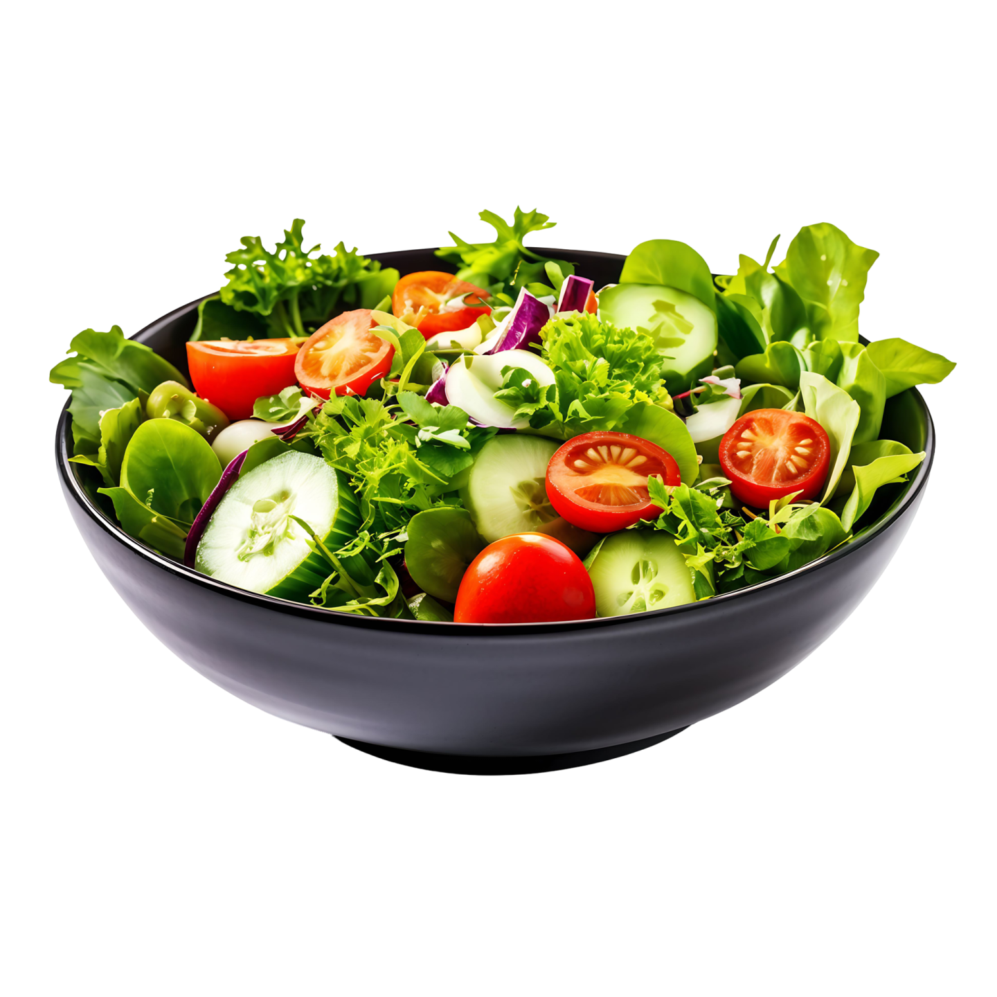 a black bowl filled with fresh vegetables