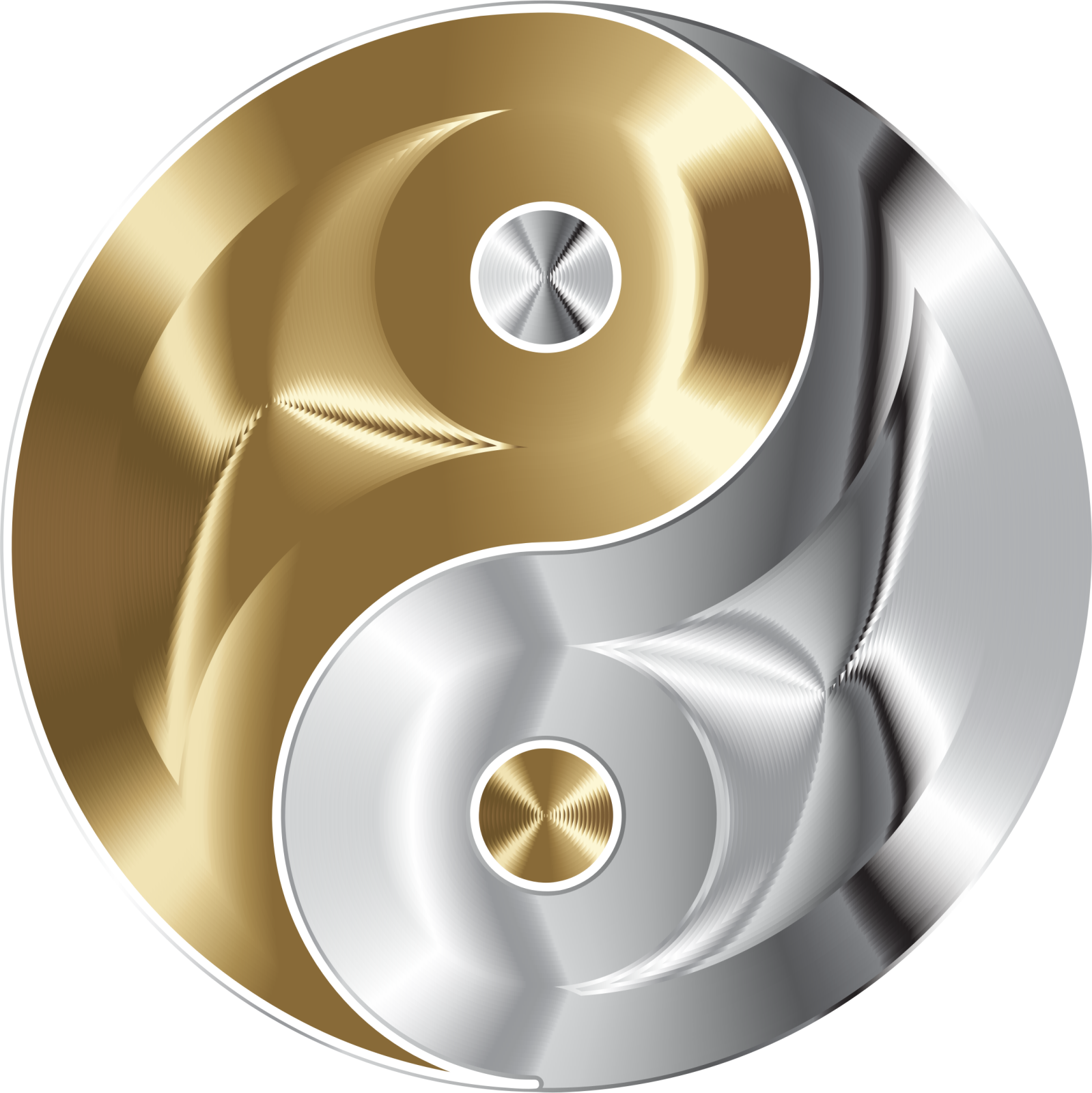 a gold and silver yin symbol