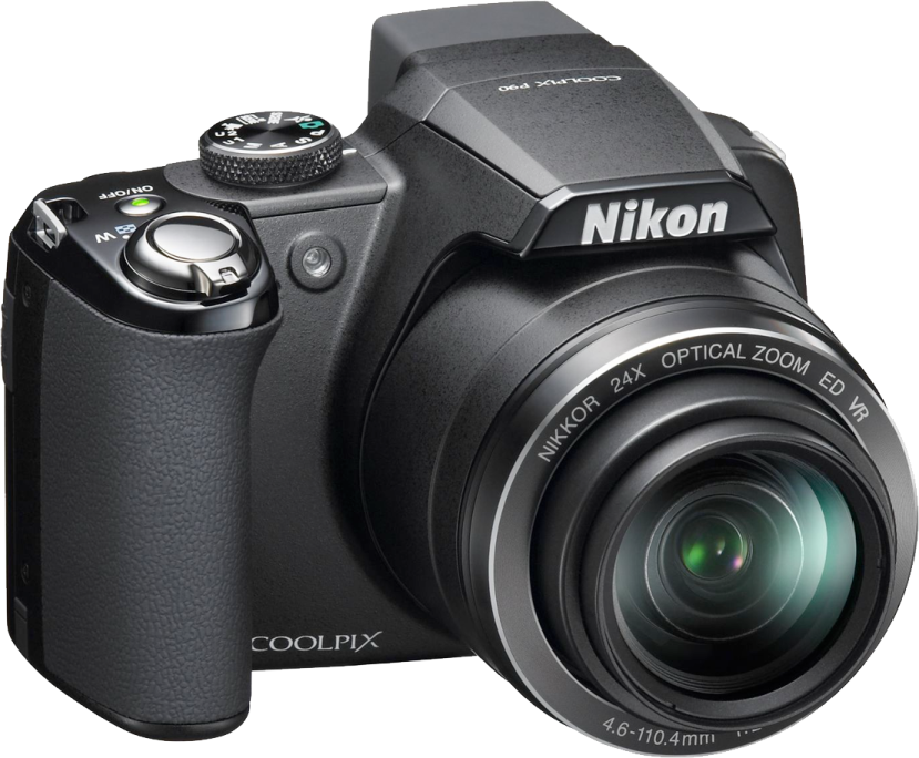 a black camera with a zoom lens