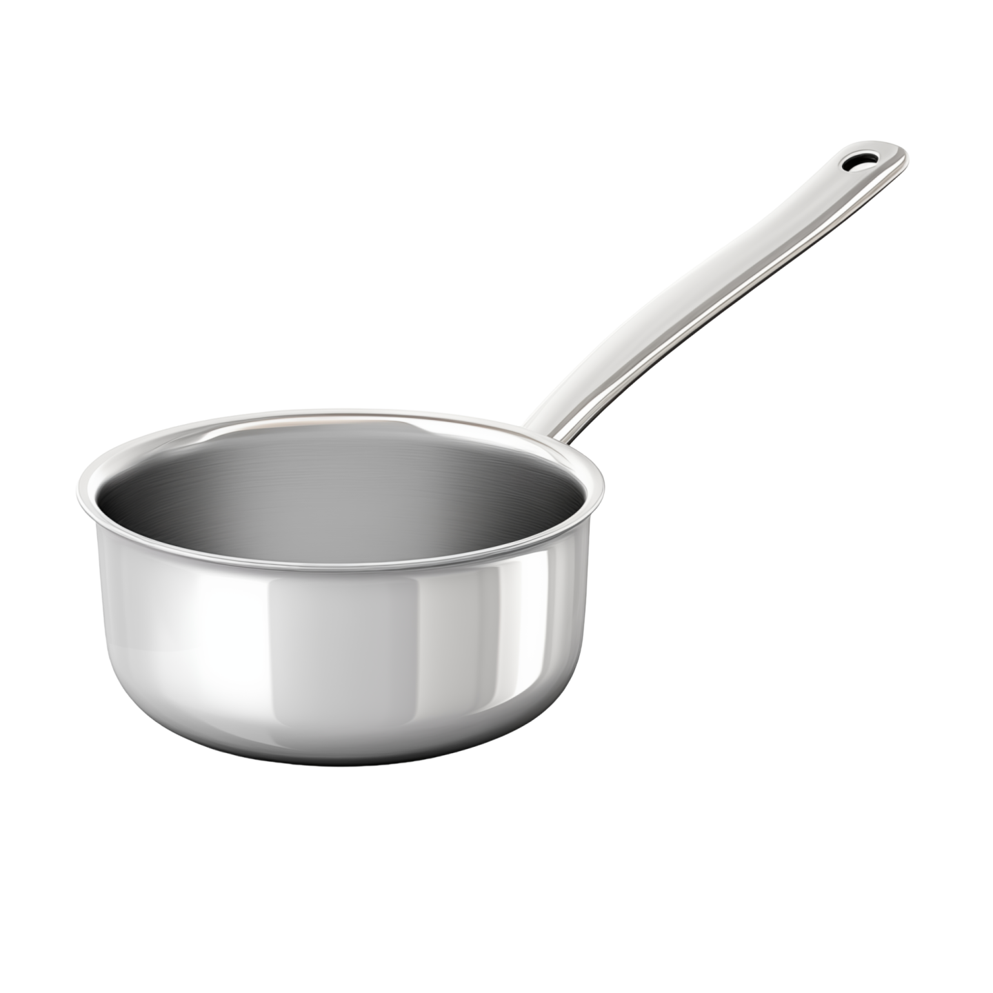 a stainless pan with a spoon in it