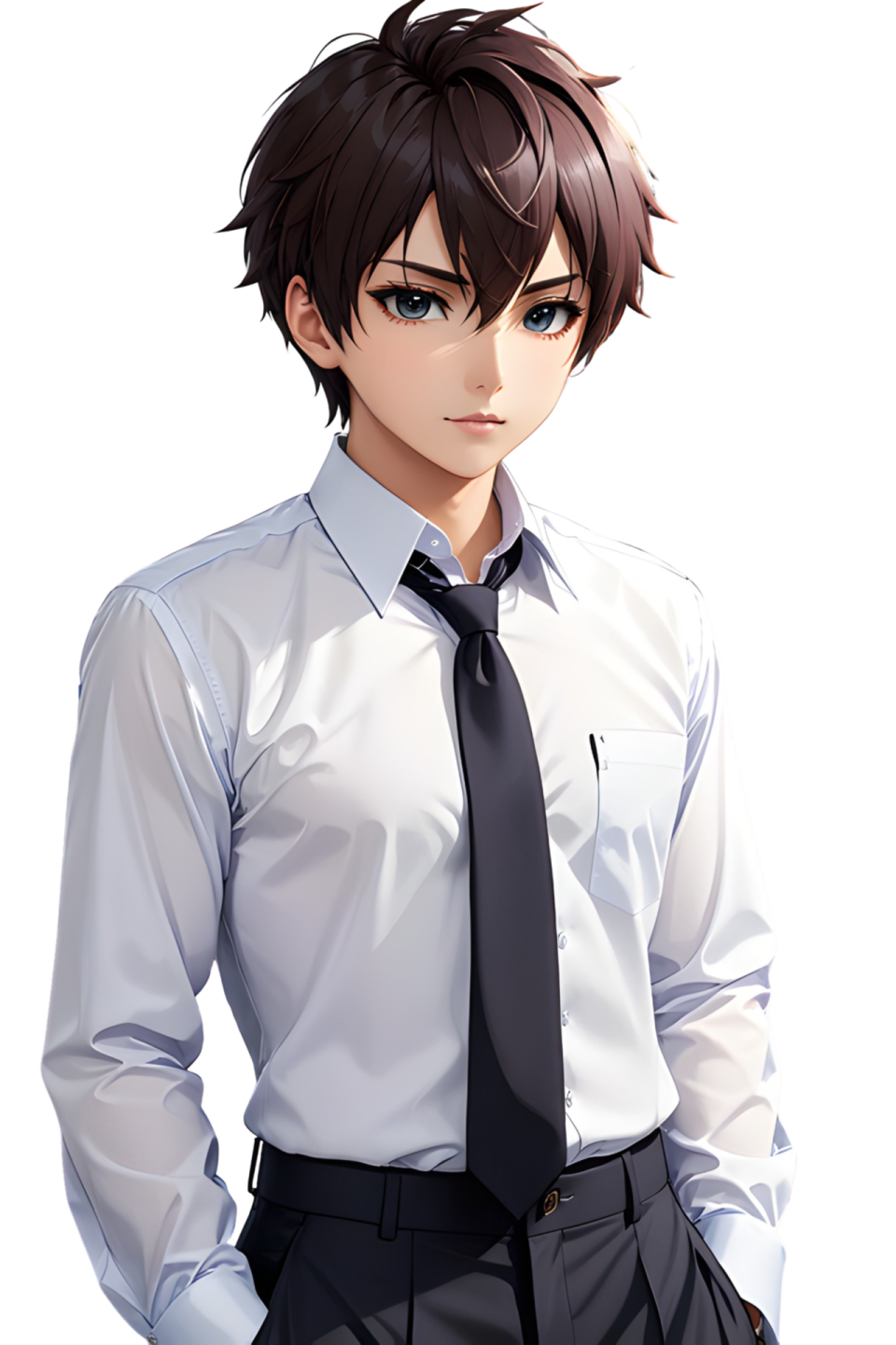 a man in a white shirt and black tie