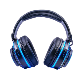 a pair of headphones with blue lights
