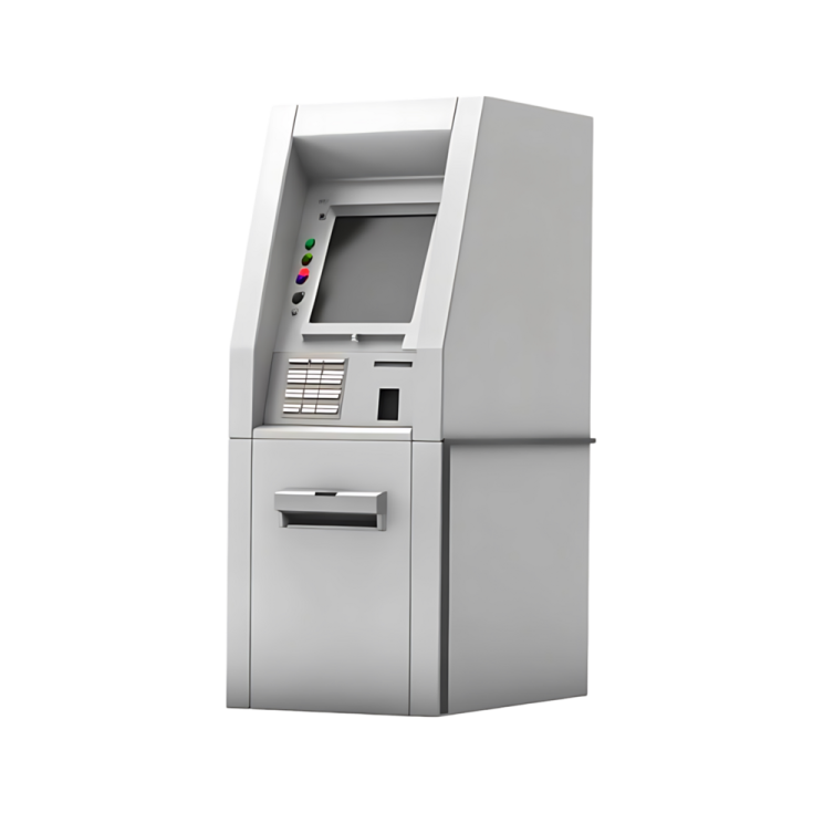 an atm machine on a white background