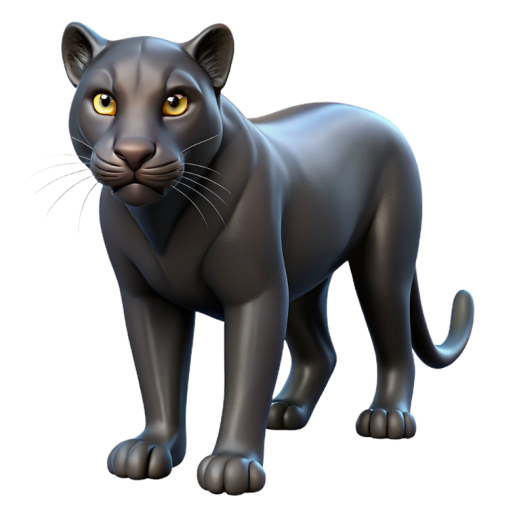 a black panther standing on a white background