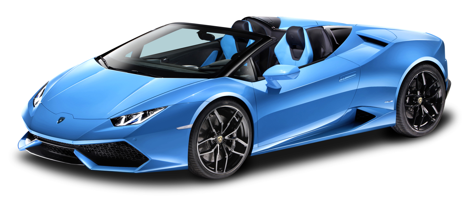 a blue sports car on a white background