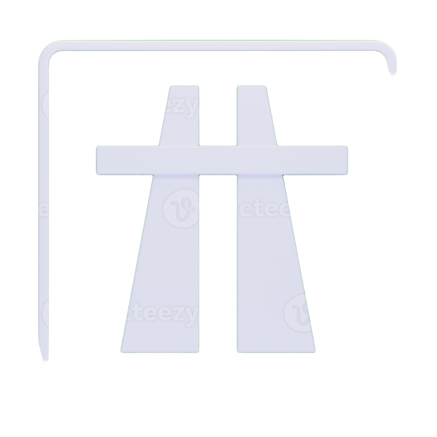a green road sign with a white cross on it