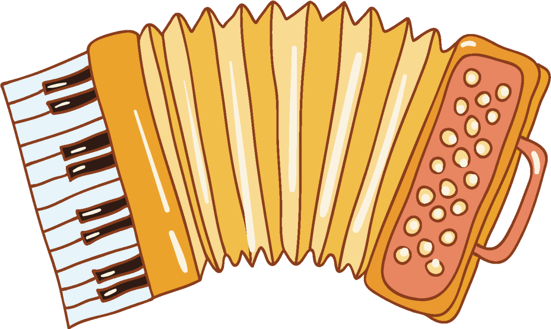 an accordion with music notes on it