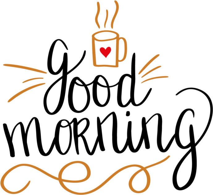 a coffee cup with the words good morning on it