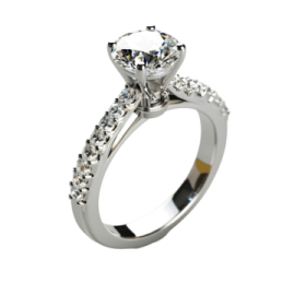 a diamond engagement ring on a white background