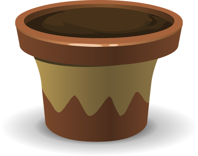 a pot with brown paint on it