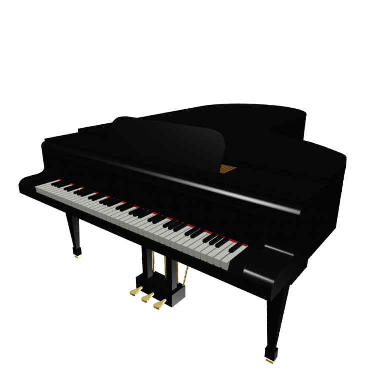 a black piano on a white background