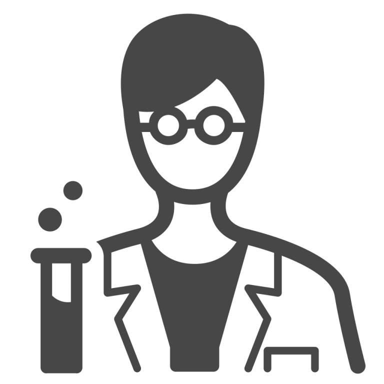 a woman in a lab coat holding a test tube