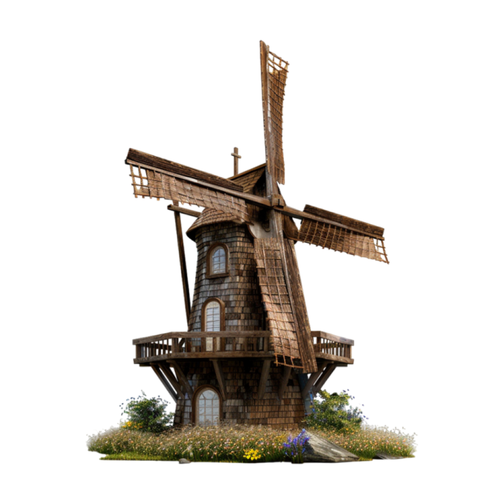 the windmill is made of wood