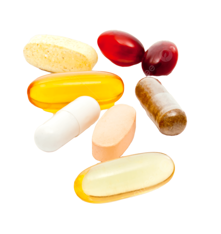 pills and capsules on a white background