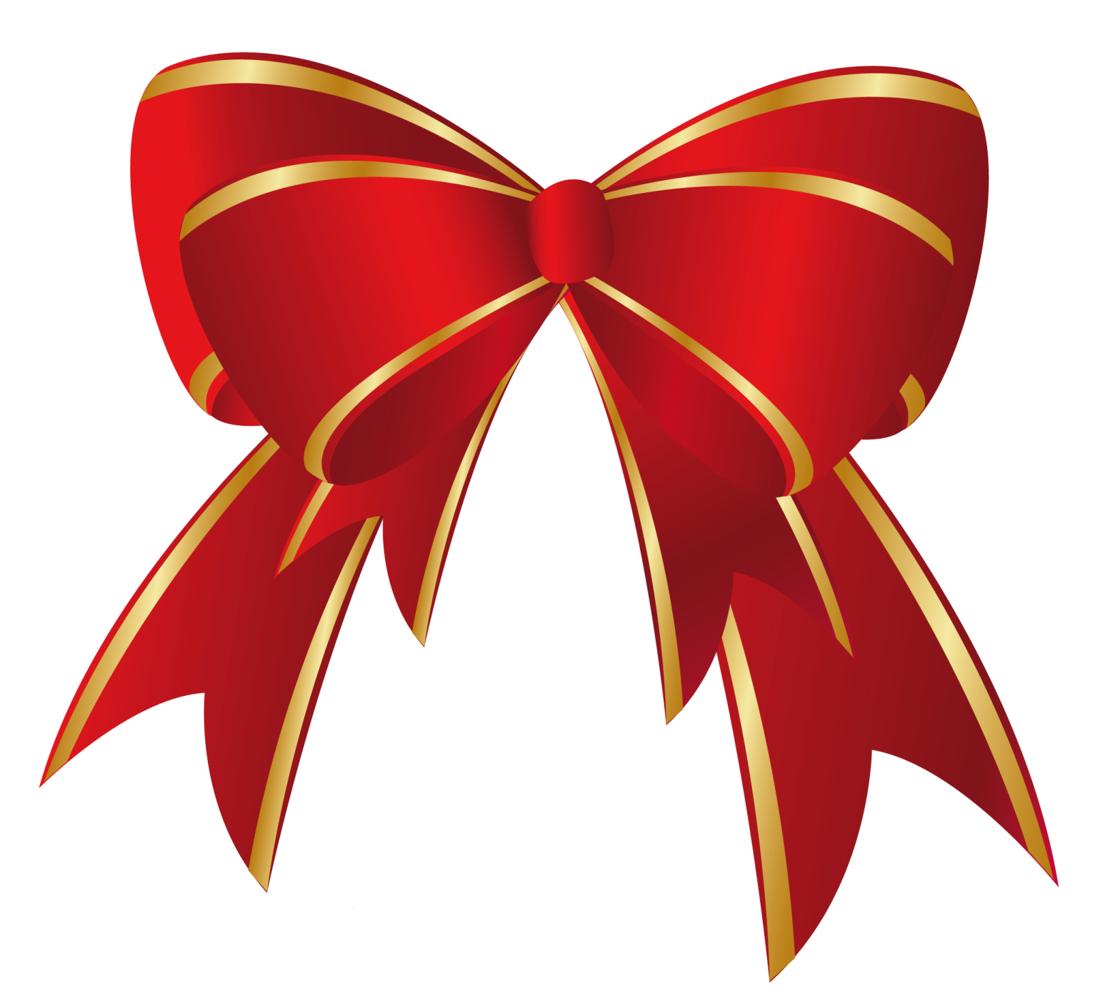 a red bow with gold stripes