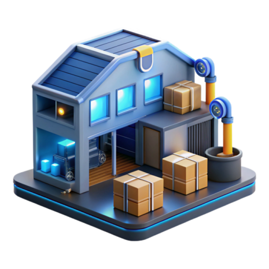 an illustration of a house with boxes on the floor