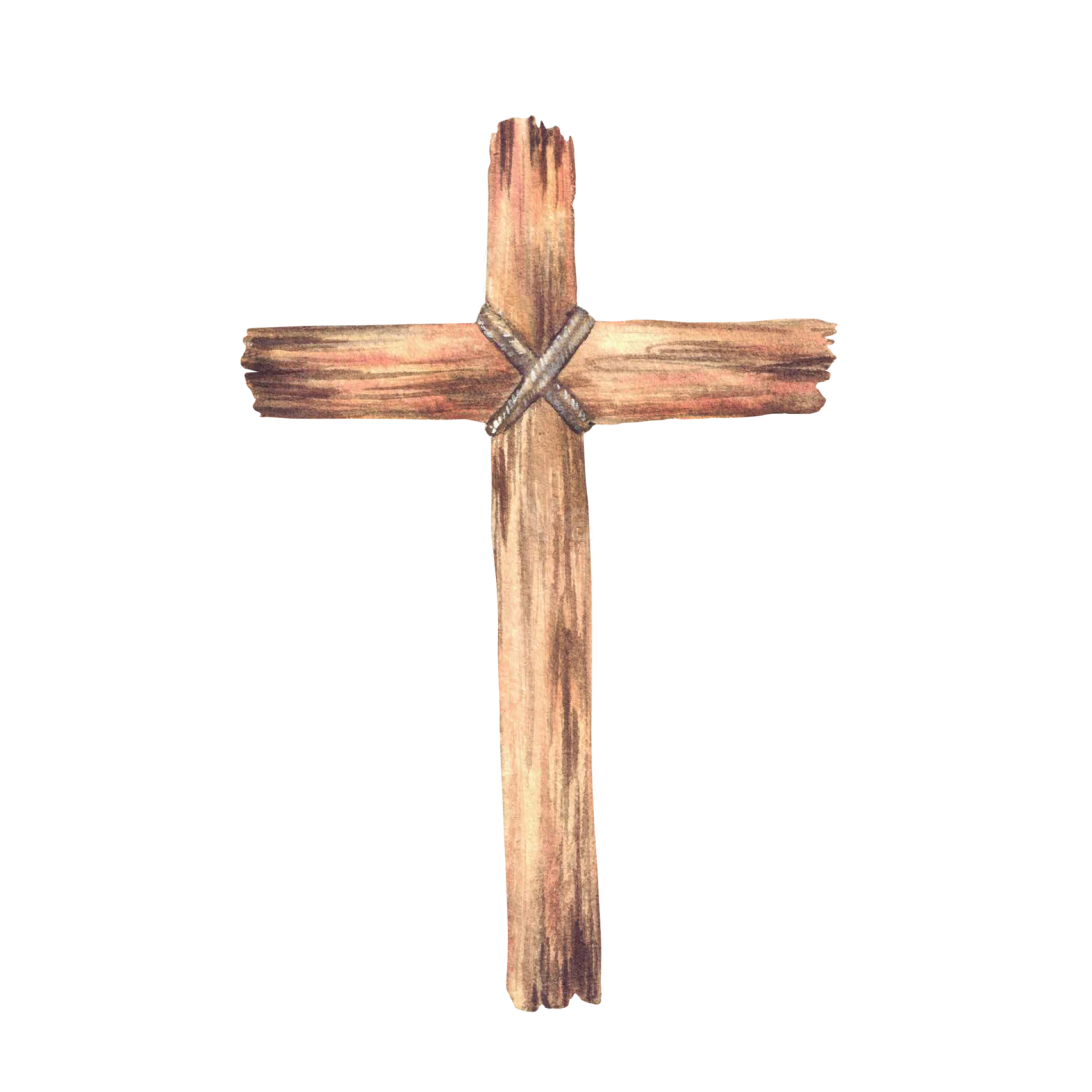 a wooden cross on a white background