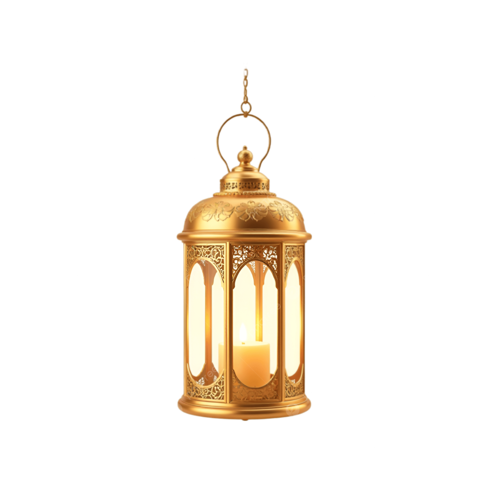 a brass hanging lantern with an intricate design