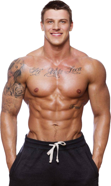a man with a tattoo on his chest