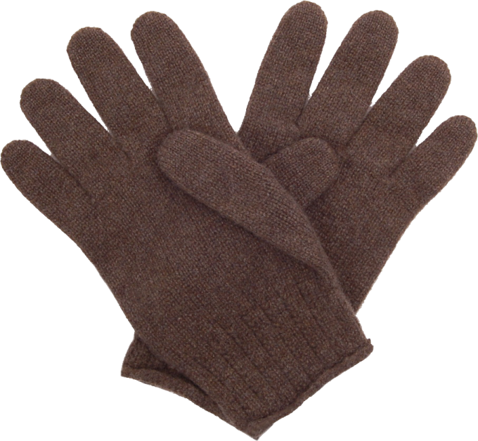 a pair of brown gloves on a white background