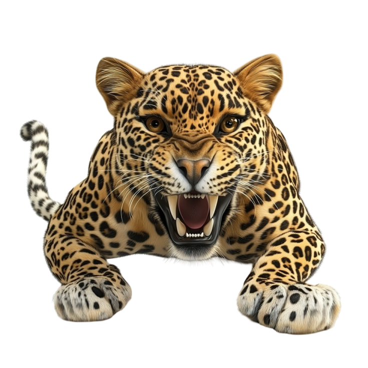 a jaguar with its mouth open and teeth wide