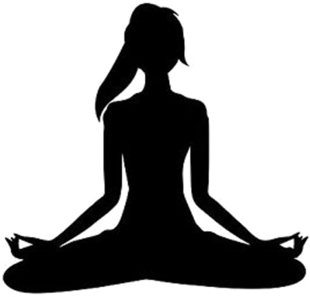 a silhouette of a woman doing yoga