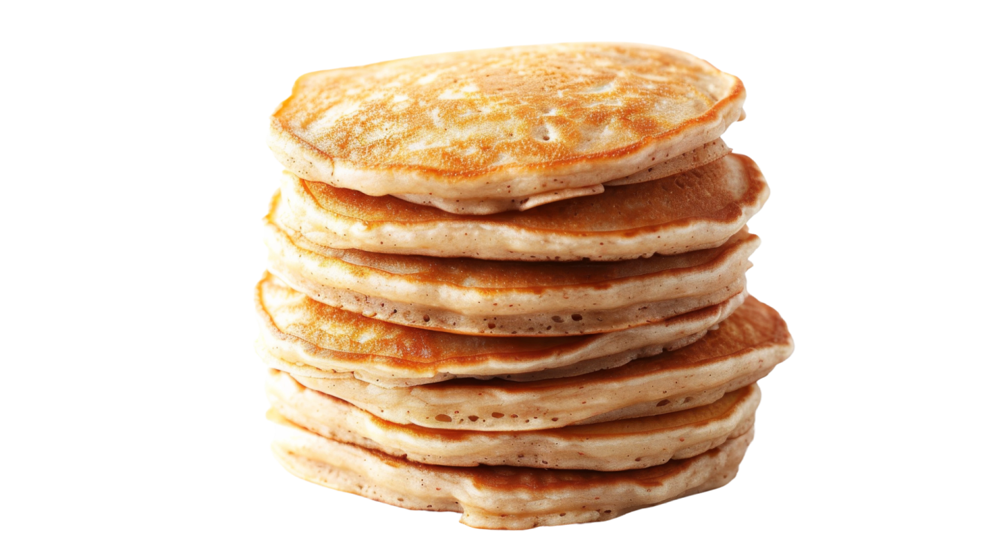a stack of pancakes on a white background