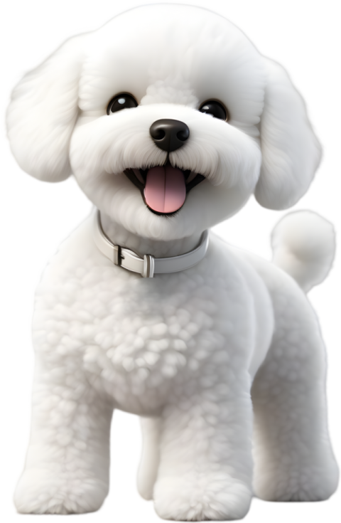 a small white dog with its tongue out