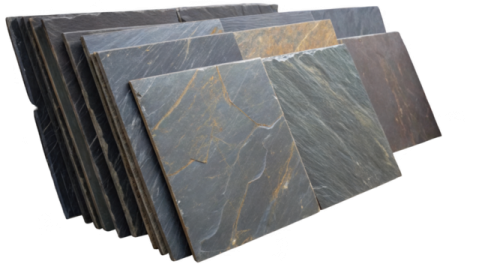 a stack of slate tiles